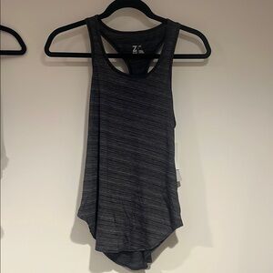 PRICE FIRM Gray Black Racerback Keyhole Activewear Tank Top